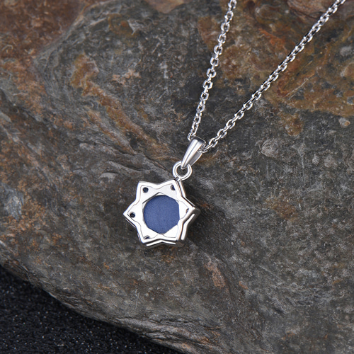 ユニークな六芒星ネックレス ブルースターサファイアペンダント 9月の
