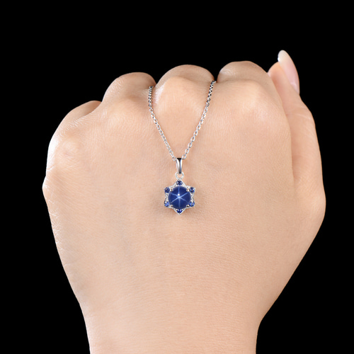 ユニークな六芒星ネックレス ブルースターサファイアペンダント 9月の