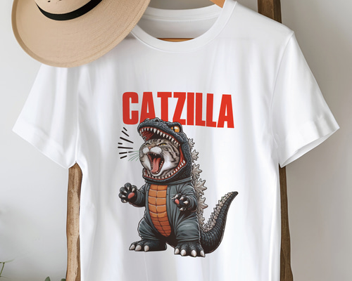 CATZILLA』A 猫ちゃんTシャツ【ホワイト】5001-01 Tシャツ KYOTO
