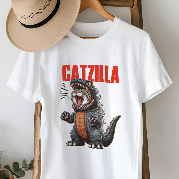 CATZILLA』A 猫ちゃんTシャツ【ホワイト】5001-01 Tシャツ KYOTO