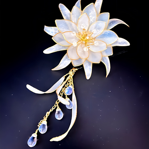 再販3】月下美人 の 髪飾り ⭐︎ アメリカンフラワー ⭐︎ 成人式