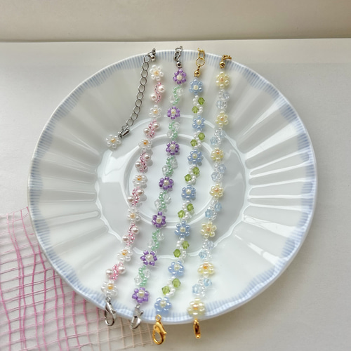 ビーズブレスレット【さくらピンク】 ブレスレット yuu-beads 通販
