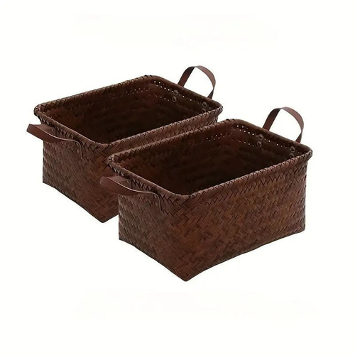 ラタン バスケット収納 4段 取っ手付き ブラウン ラタン バスケット収納 4段 取っ手付き ブラウン トランクバスケット