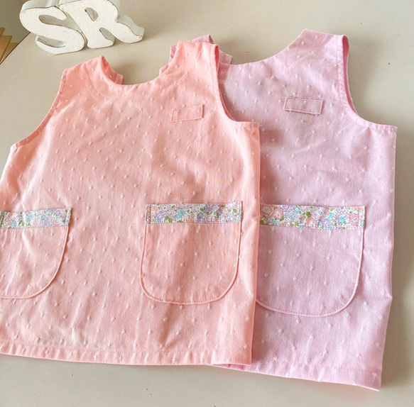 ♡袖無しスモック(リバティ使い)♡ ＃後ろゴム ＃スモックエプロン