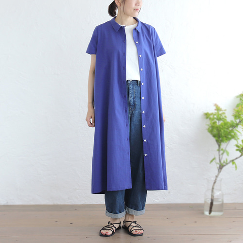 着こなし広がる 遠州織物 2wayシャツワンピース リネン混