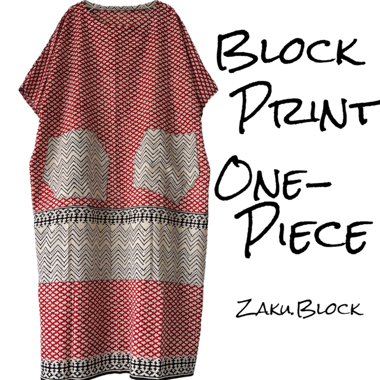 Zaku.Block ブロックプリント ワンピース