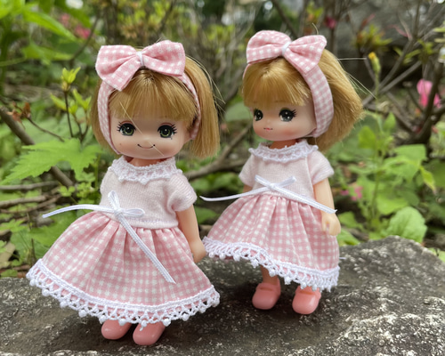 M2513ミキちゃんマキちゃん ピンクチェックワンピース その他