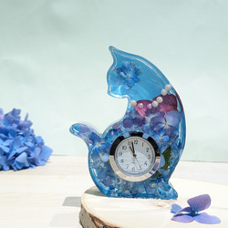 紫陽花入り猫時計、背面色入り 2枚目の画像