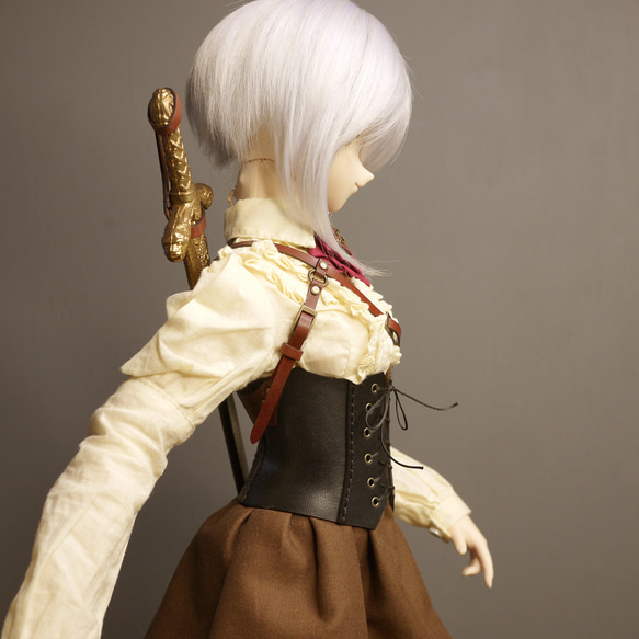 [受注生産] 1/3ドール 剣帯 ソードベルト(ショルダー) 本革 3枚目の画像