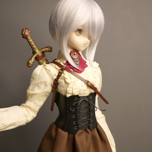 [受注生産] 1/3ドール 剣帯 ソードベルト(ショルダー) 本革 2枚目の画像