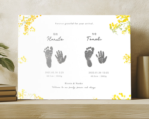 双子 姉妹 兄弟 オーダーメイド 命名書 キャンバスアート 赤ちゃんの