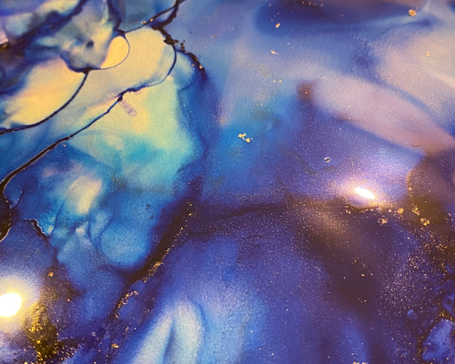 アルコールインクアート 原画 No.94 アルコールインクアート 原画 ラミネート A4サイズ 絵画 森の