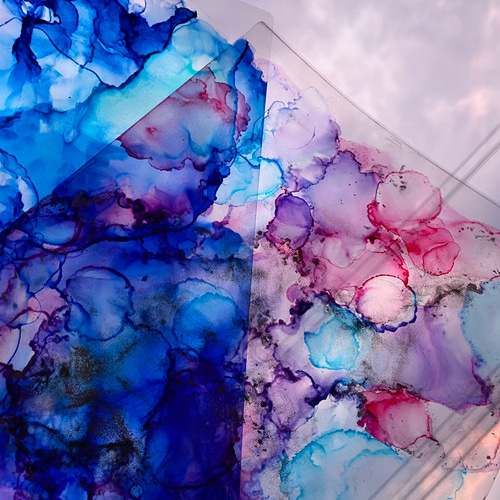 No.94 アルコールインクアート 原画 ラミネート A4サイズ 絵画 森の