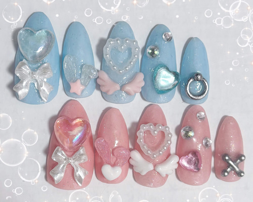 〔現品〕萌え萌え♡にゃんこメイド 量産型 平成女児 ネイルチップ ꒰ 現品 ꒱ 量産型 メイド 平成女児 萌にゃんこ 萌甘 3Dネイル