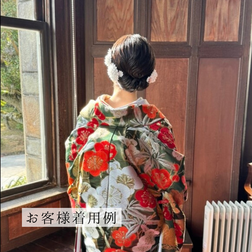 白無垢のための特別な白】 純白のつまみ細工髪飾り 正絹 ｜和婚 結婚式