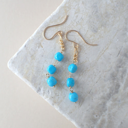 14kgf＊アクアマリン・オレゴンサンストーン ピアス ピアス