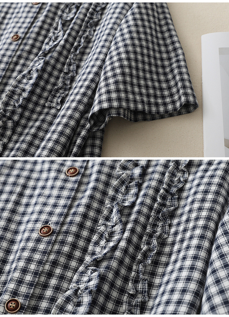 フレンチネックパネルドールカラールーズ綿半袖 25115