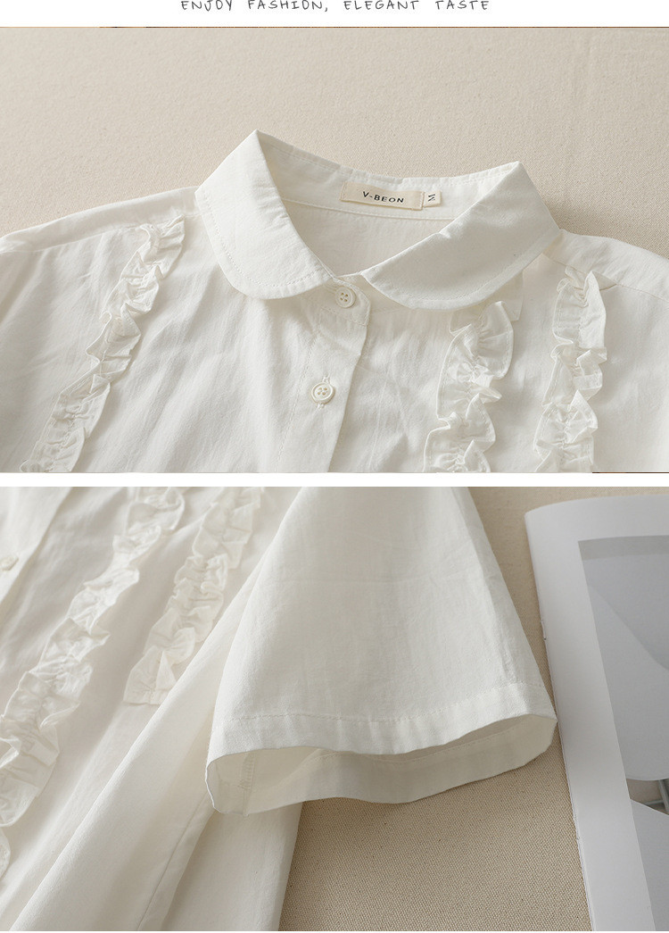 フレンチネックパネルドールカラールーズ綿半袖 25115