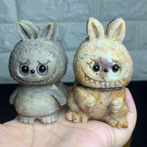 天然石水晶クオリティ高い！ラブブの置物！2個セット Amazon.co.jp: 紫水晶 天然石 クリスタル 天然水晶 置物 天然石