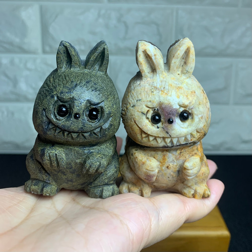 ラブブ天然水晶彫刻新疆カラーフローライトラブブ #珍しくてかわいい 