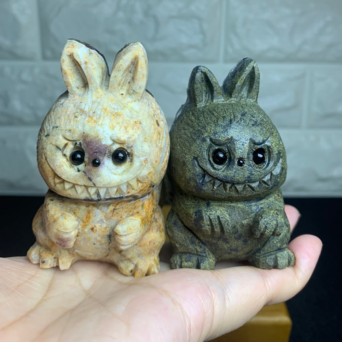 ラブブ天然水晶彫刻新疆カラーフローライトラブブ #珍しくてかわいい