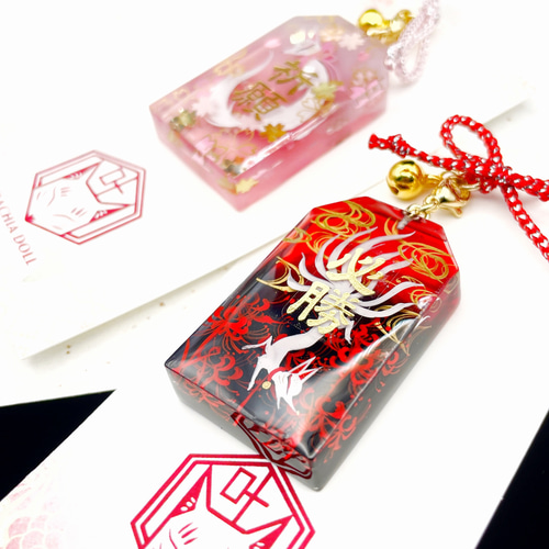 お狐様のクリアお守りストラップ バッグチャーム 叶きりく 通販