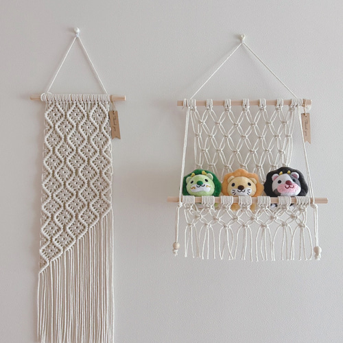 ♔壁を彩る ぬいぐるみのためのマクラメハンモック 選べるカラー