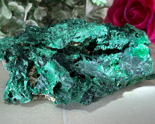 ベルベットマラカイト　珍品 マラカイト 孔雀石 鉱物標本　42.4g 置物 51a9f277722c7660642b665365360a