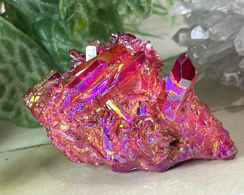 七色の夢✨ レッド オーラ水晶 クリスタル クラスター 原石 その他置物