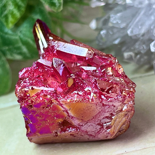 七色の夢✨ レッド オーラ水晶 クリスタル クラスター 原石 その他置物