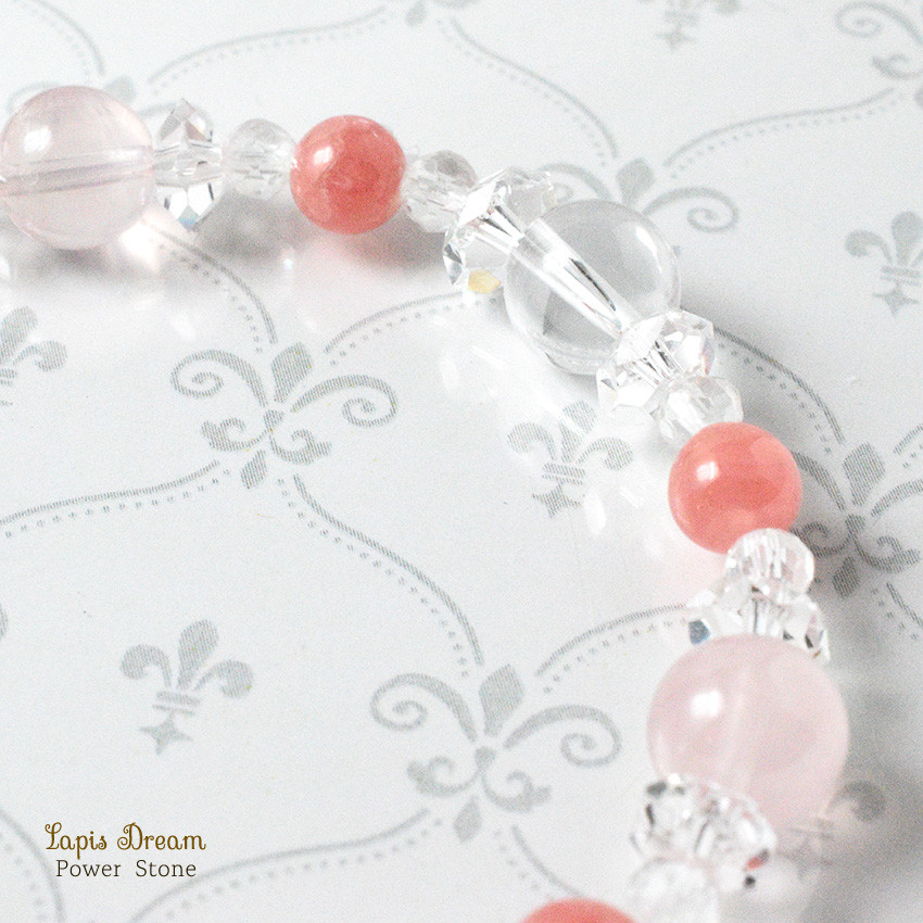 頑張りすぎた心をそっと癒すお守り ｜ ヒマラヤ水晶、インカローズの天然石パワー.ストーン ブレスレット