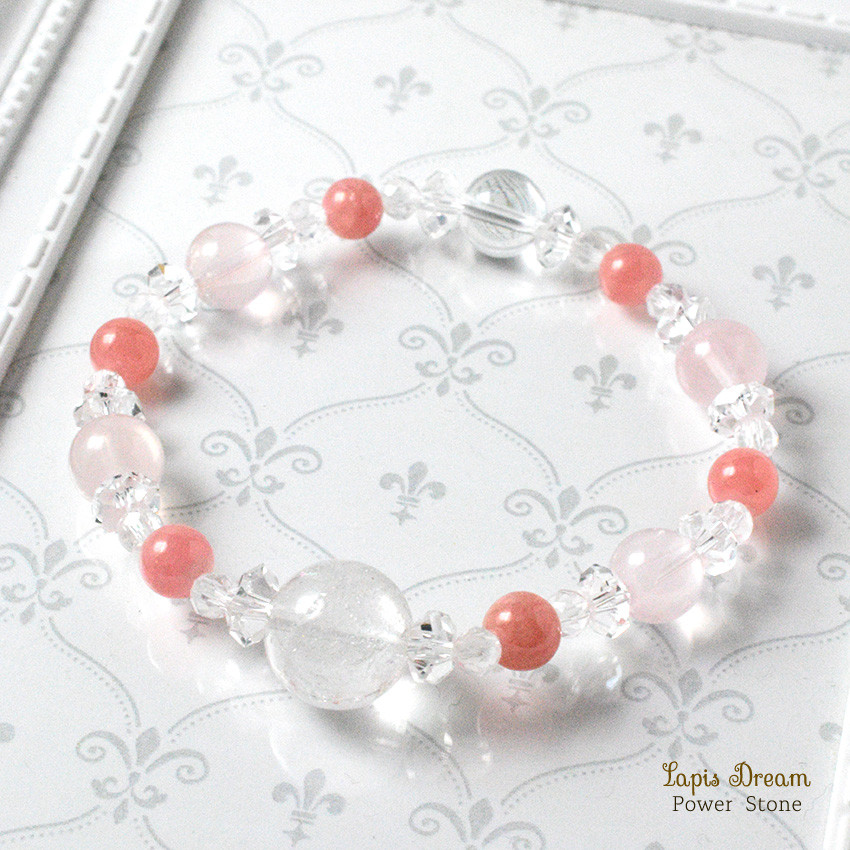 頑張りすぎた心をそっと癒すお守り ｜ ヒマラヤ水晶、インカローズの天然石パワー.ストーン ブレスレット