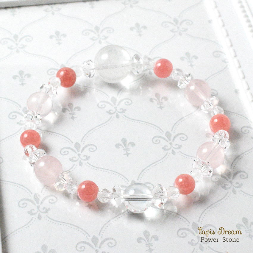 頑張りすぎた心をそっと癒すお守り ｜ ヒマラヤ水晶、インカローズの天然石パワー.ストーン ブレスレット