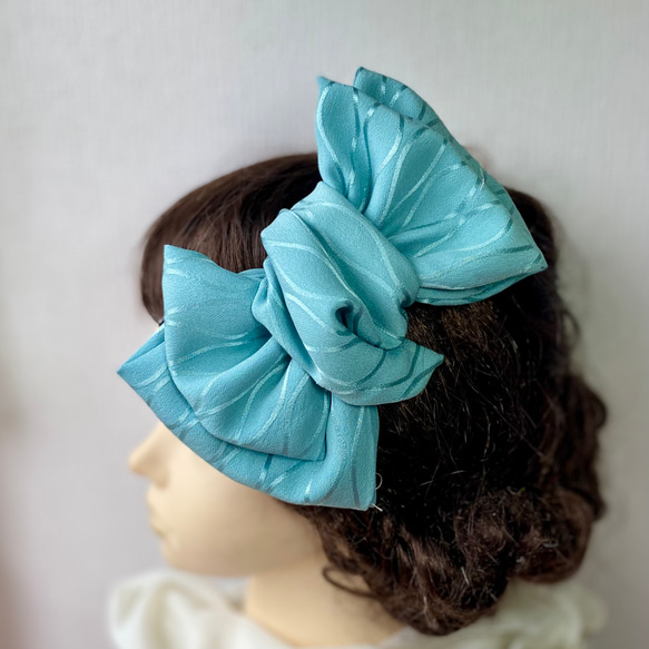 水色 リボン 和装髪飾り ヘアアクセサリー 大きなリボン 薄白蓋 その他