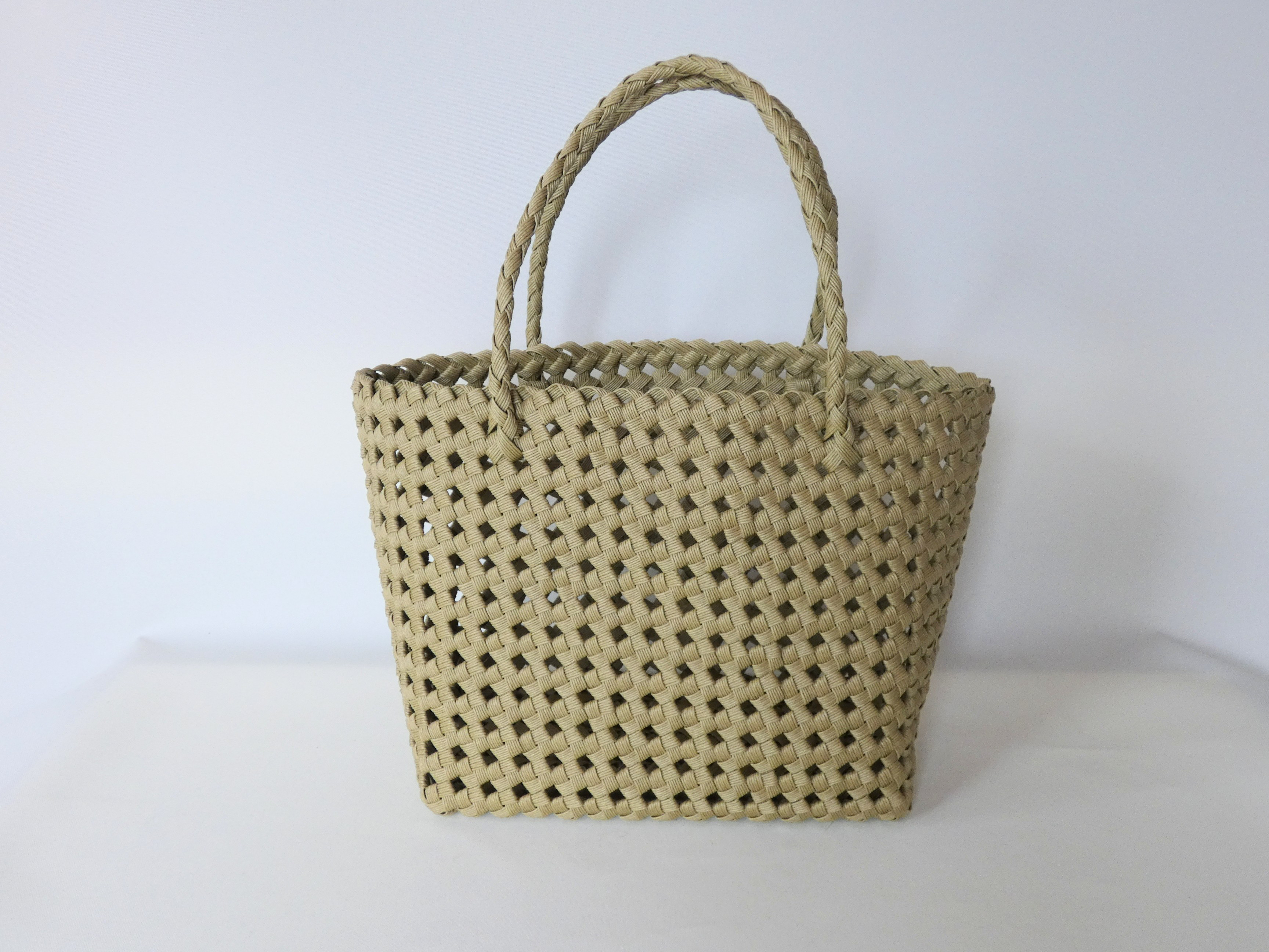 食パン2斤分のかごバッグ  オリーブ