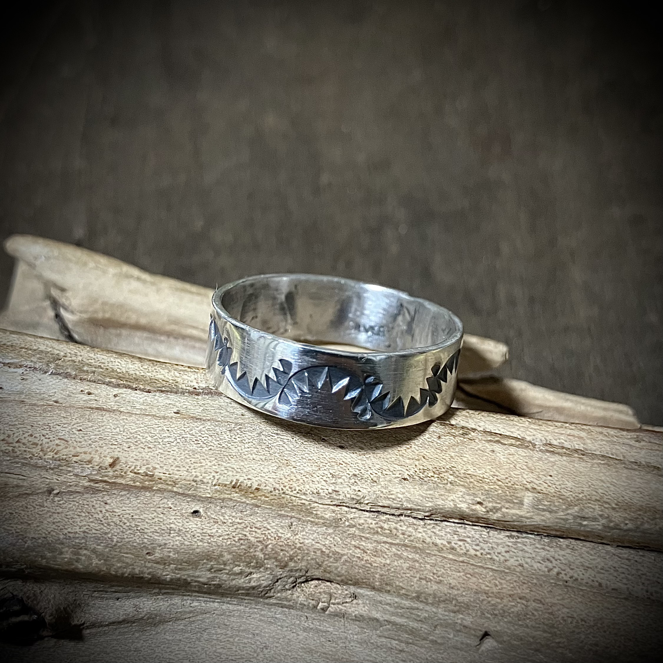 silver950 スタンプワーク　シルバー　リング　指輪　19号　# インディアンジュエリー　ネイティブアメリカン