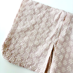 ベビー袴／完成品 即納70~80/女の子 レース刺繍薄くすみピンク 6枚目の画像