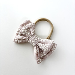 ベビー袴／完成品 即納70~80/女の子 レース刺繍薄くすみピンク 7枚目の画像