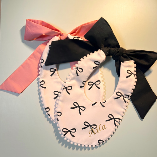 リボンのお名前刺繍が可愛い Bigりぼんスタイ 名前入り 男の子 女の子