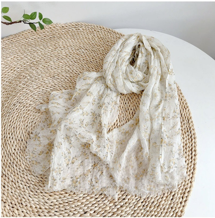 天然素材リネンフラワー柄ストール0028