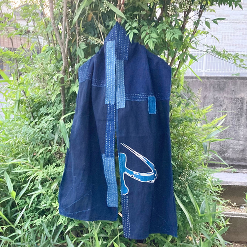 古布リメイク　ギャザースカート　パッチワーク　木綿　筒描き　藍染 楽天市場】【古布リメイクスカート】作家創作服綿100