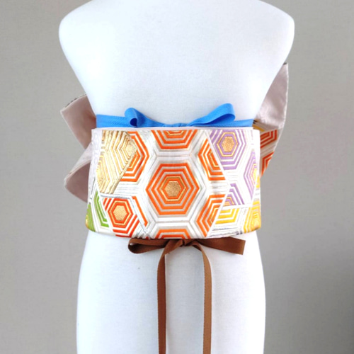 セール☆振袖用変わり結び 重ね亀甲 作り帯付け帯 胴巻き〜90cm 和装