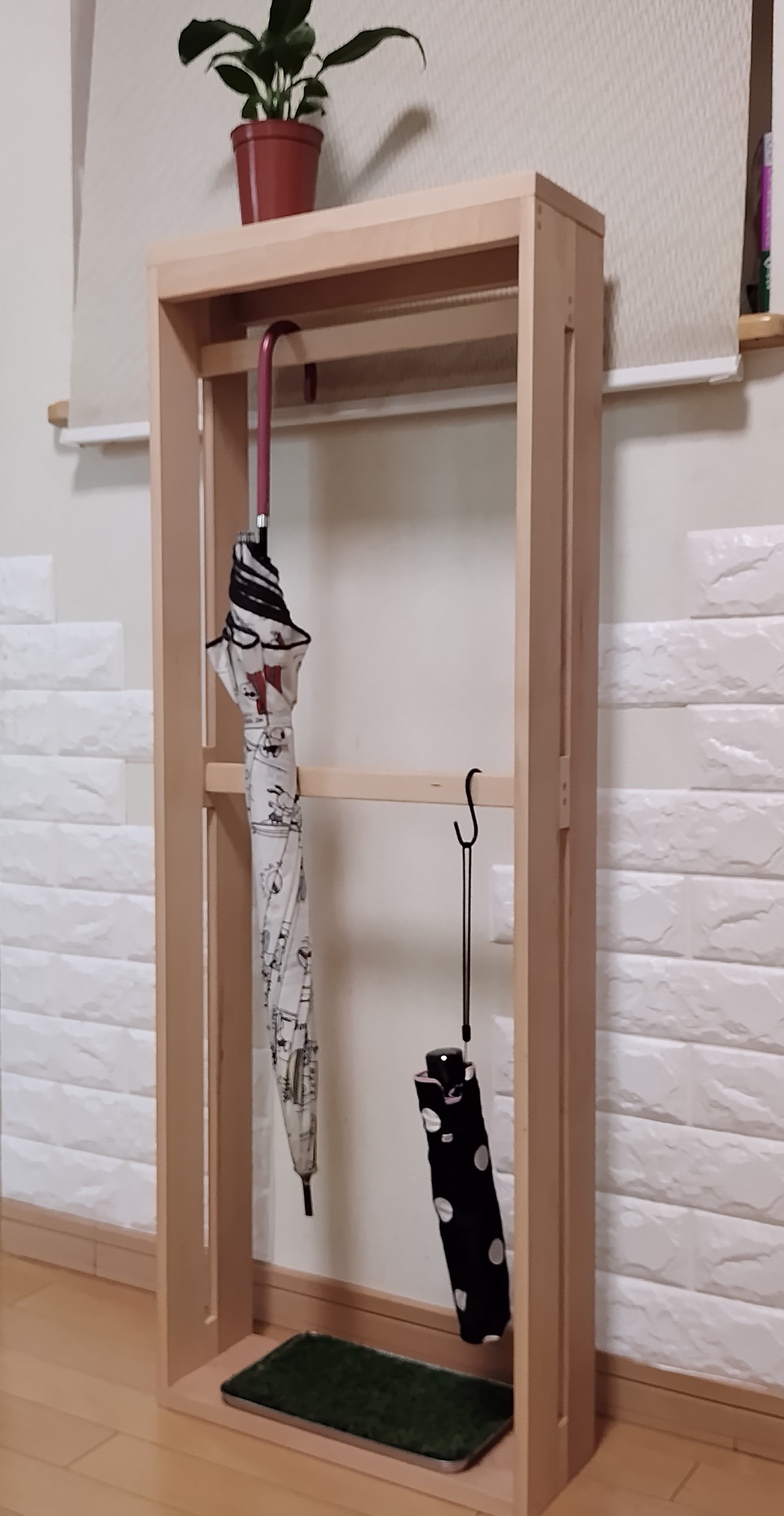 木製、ビーチ材(日本名ブナの木)、ハンガーラック、傘立て、シェルフ