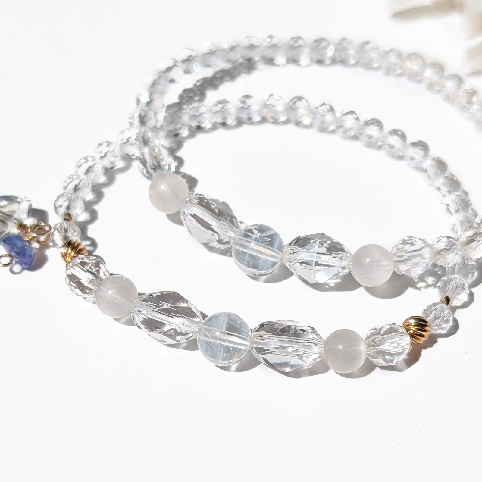 Bouquet／白雪のきらめき エンジェルラダークォーツ×サゲニティッククォーツ×水晶　ブーケブレスレット