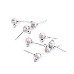 ese73-4 [10 件] 約 6 毫米球形穿孔配件，帶垂直環，醫用不鏽鋼 第2張的照片