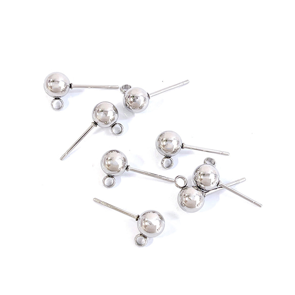 ese73-4 [10 件] 約 6 毫米球形穿孔配件，帶垂直環，醫用不鏽鋼 第2張的照片