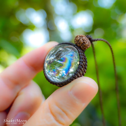 レア・希少！超スペシャル！虹色の地球！アイリスクォーツと6面チクナルドラクシャのお守りネックレス44 6枚目の画像