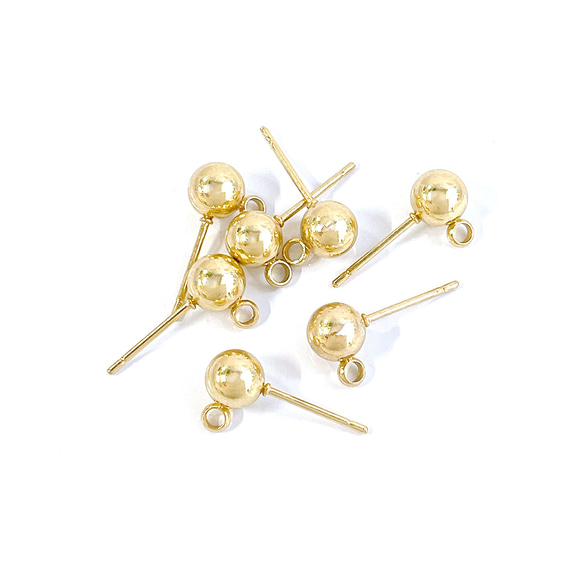 ese73-4 [10 件] 約 6 毫米球形穿孔配件，帶垂直環，18KGP 醫用不鏽鋼 第2張的照片