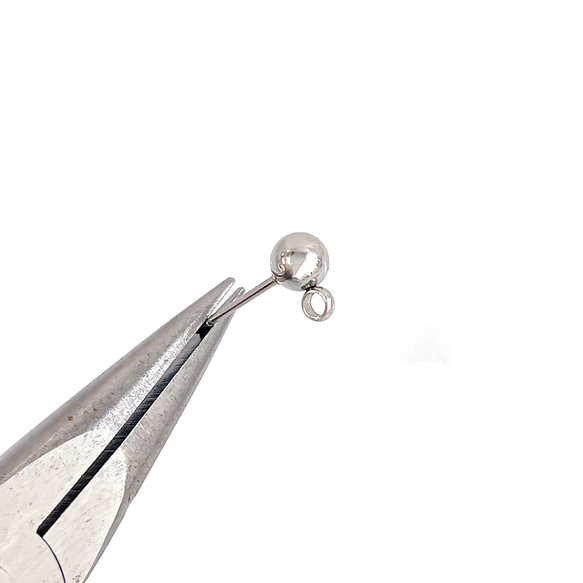 ese73-3 [10 件] 約 5 毫米球形穿孔配件，帶垂直環，醫用不鏽鋼 第3張的照片