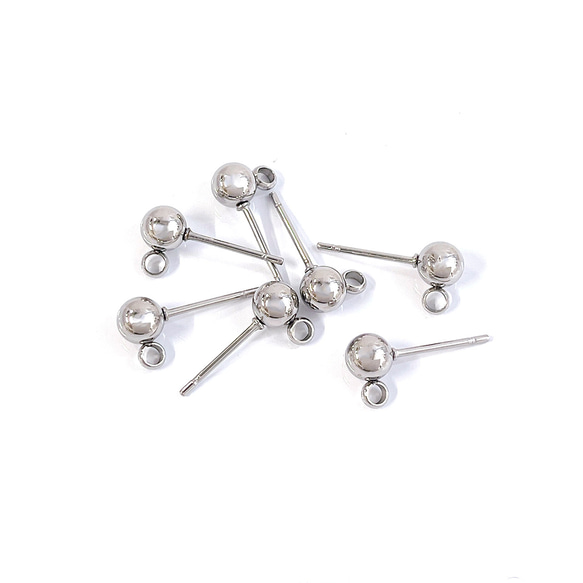ese73-3 [10 件] 約 5 毫米球形穿孔配件，帶垂直環，醫用不鏽鋼 第2張的照片